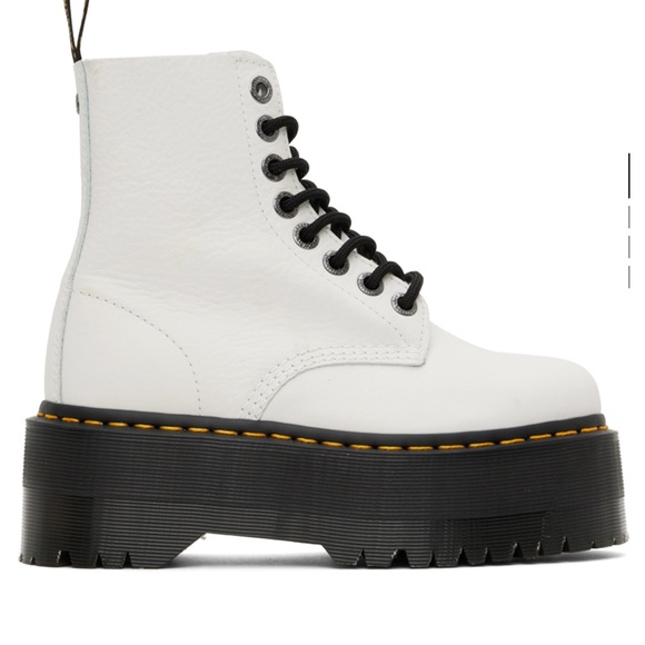 SSENSE Dr. Martens White Platform Boots Size 6